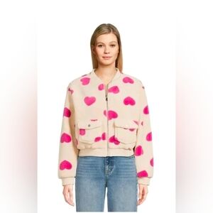 NWT Sherpa Valentine Heart Bomber Jacket No Boundaries Size XL